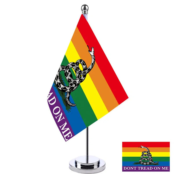 Don't Tread On Me Pride Desk Flag - Small LGBTQIA2S+ Table Flag