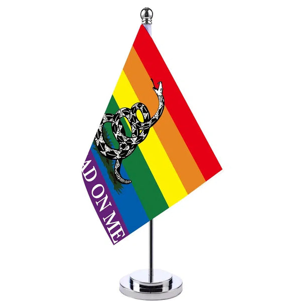 Don't Tread On Me Pride Desk Flag - Small LGBTQIA2S+ Table Flag