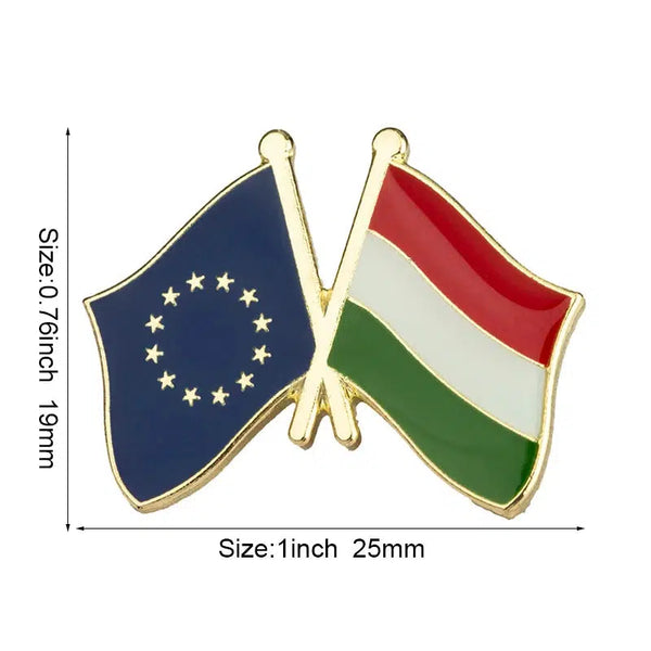 EU Hungary Flag Lapel Pin - Enamel Pin Flag