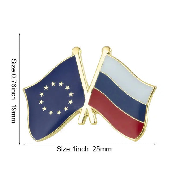 EU Russia Flag Lapel Pin - Enamel Pin Flag