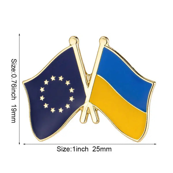 EU Ukraine Flag Lapel Pin - Enamel Pin Flag