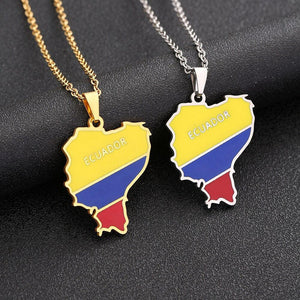 Ecuador Flag Map Necklace