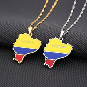 Ecuador Flag Map Necklace