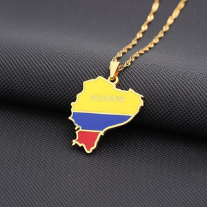 Ecuador Flag Map Necklace