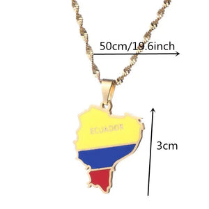 Ecuador Flag Map Necklace