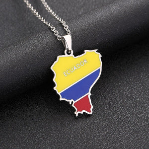 Ecuador Flag Map Necklace