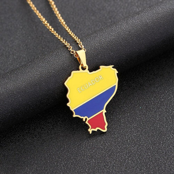 Ecuador Flag Map Necklace
