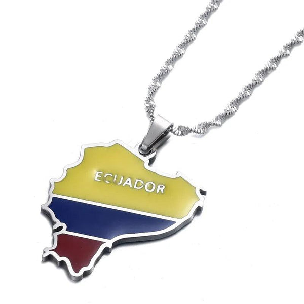 Ecuador Flag Map Necklace