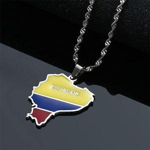 Ecuador Flag Map Necklace