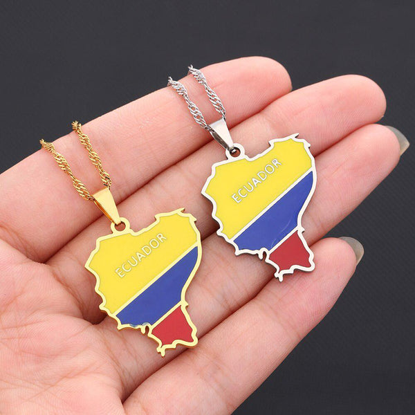 Ecuador Flag Map Necklace