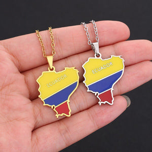 Ecuador Flag Map Necklace