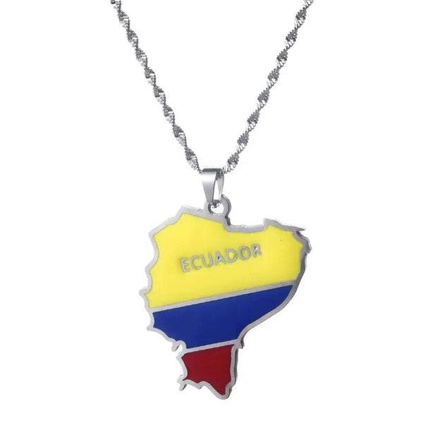 Ecuador Flag Map Necklace