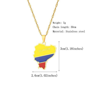 Ecuador Flag Map Necklace