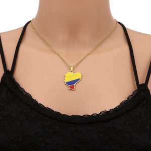 Ecuador Flag Map Necklace