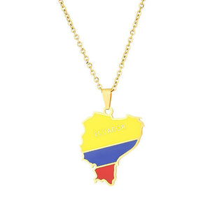 Ecuador Flag Map Necklace