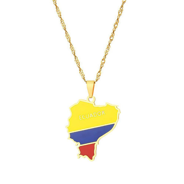 Ecuador Flag Map Necklace