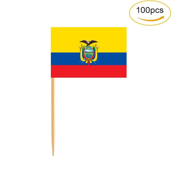 Ecuador Flag Toothpicks - Cupcake Toppers (100Pcs)