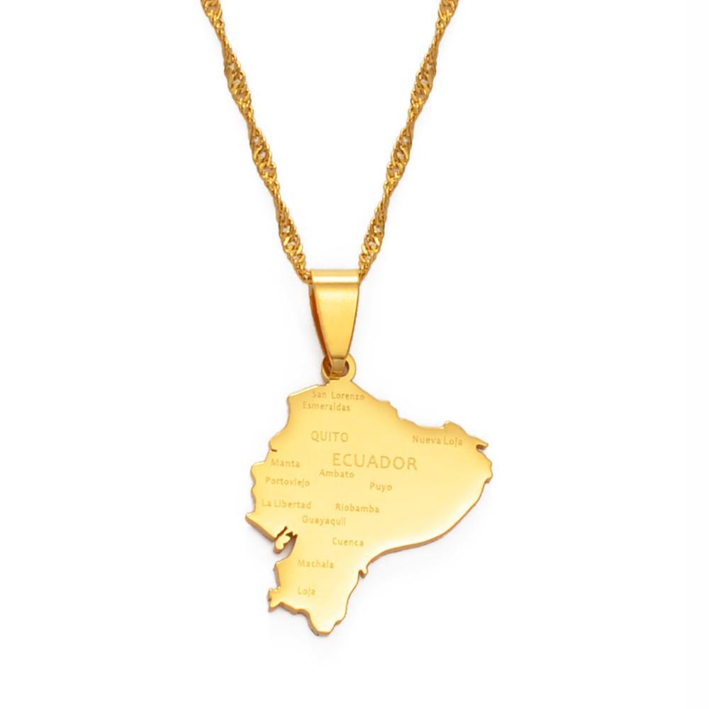 Ecuador Map Necklace