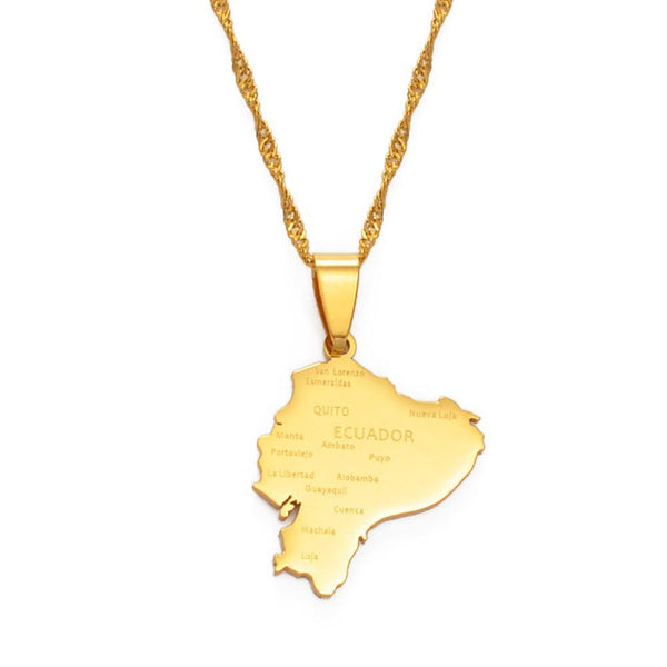 Ecuador Map Necklace