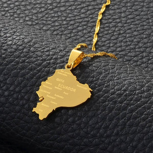 Ecuador Map Necklace