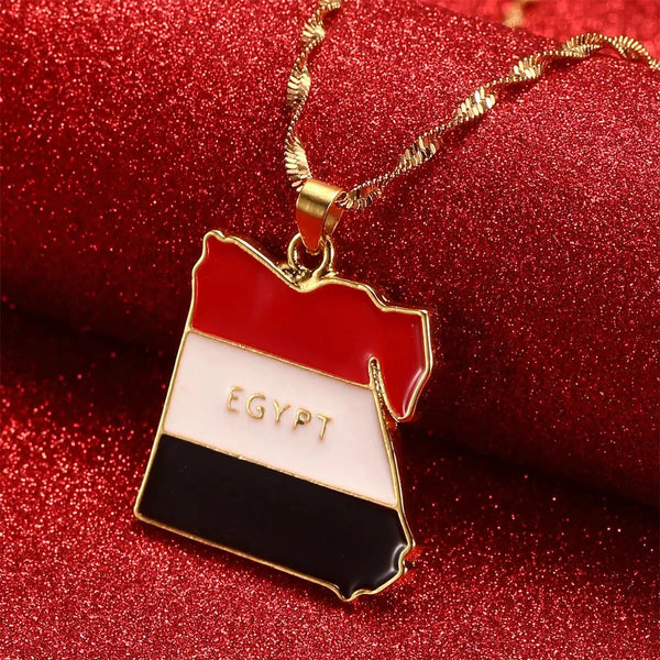 Egypt Flag Map Necklace