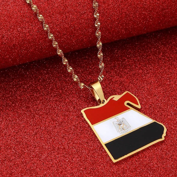 Egypt Flag Map Necklace