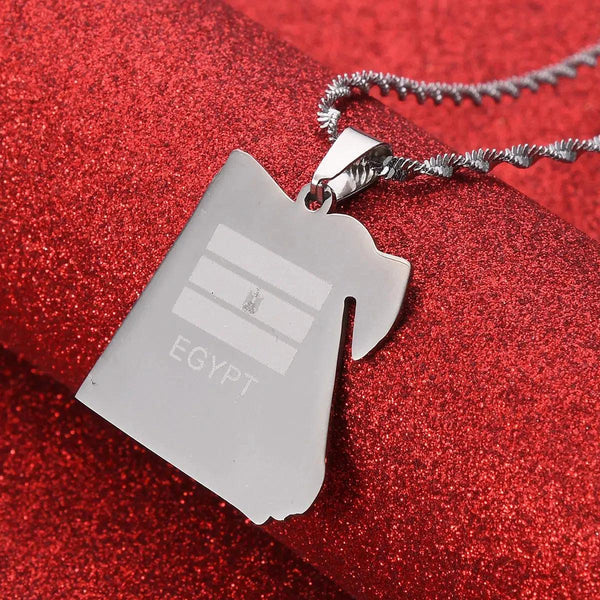Egypt Flag Map Necklace
