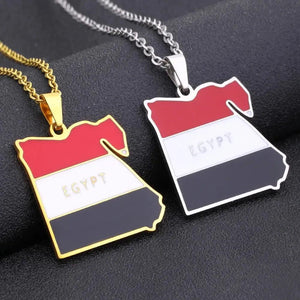 Egypt Flag Map Necklace