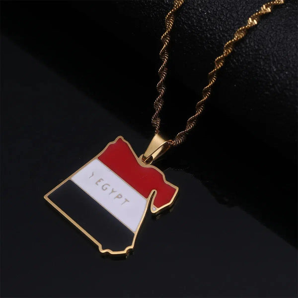 Egypt Flag Map Necklace