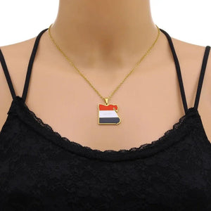 Egypt Flag Map Necklace
