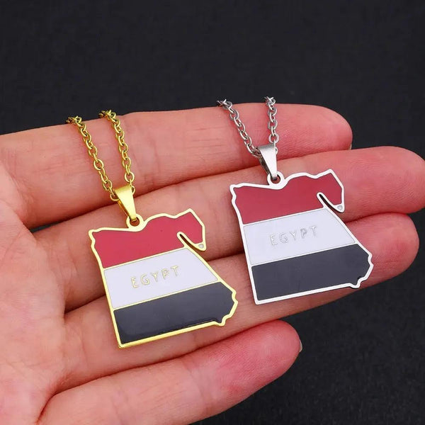 Egypt Flag Map Necklace