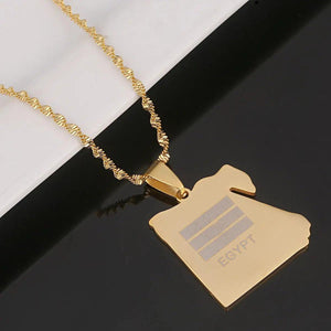 Egypt Flag Map Necklace