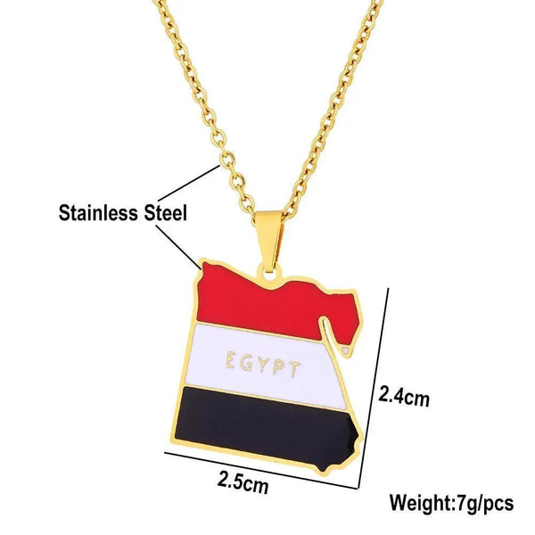 Egypt Flag Map Necklace