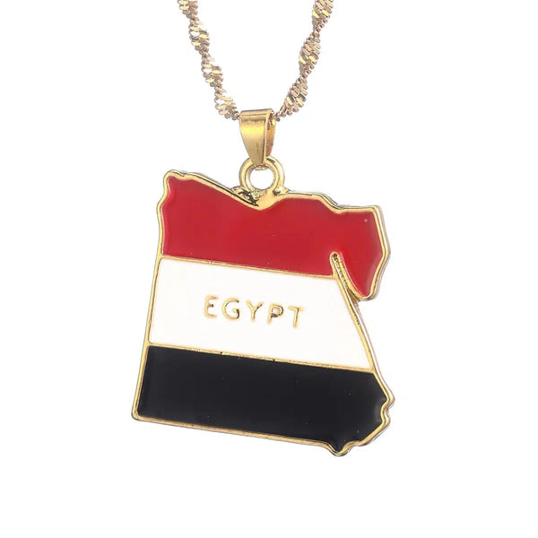 Egypt Flag Map Necklace