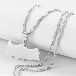 Egypt, Nepal, Sri Lanka, Saudi Arabia, Turkey, Yemen, Qatar Map Necklaces