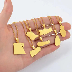 Egypt, Nepal, Sri Lanka, Saudi Arabia, Turkey, Yemen, Qatar Map Necklaces