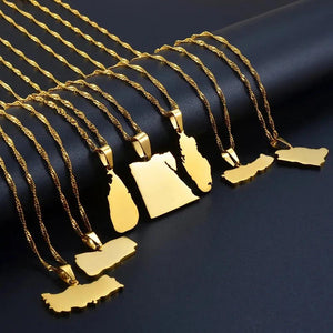 Egypt, Nepal, Sri Lanka, Saudi Arabia, Turkey, Yemen, Qatar Map Necklaces