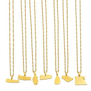 Egypt, Nepal, Sri Lanka, Saudi Arabia, Turkey, Yemen, Qatar Map Necklaces