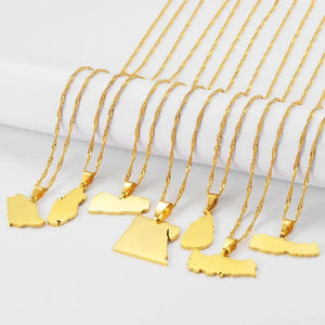 Egypt, Nepal, Sri Lanka, Saudi Arabia, Turkey, Yemen, Qatar Map Necklaces