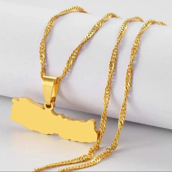 Egypt, Nepal, Sri Lanka, Saudi Arabia, Turkey, Yemen, Qatar Map Necklaces