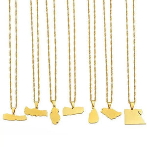 Egypt, Nepal, Sri Lanka, Saudi Arabia, Turkey, Yemen, Qatar Map Necklaces