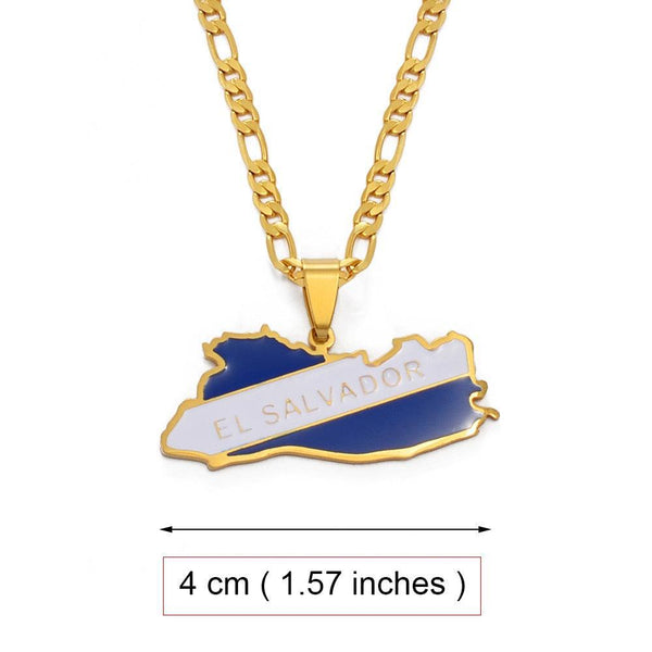 El Salvador Flag Map Necklace