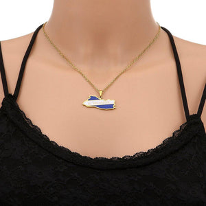 El Salvador Flag Map Necklace