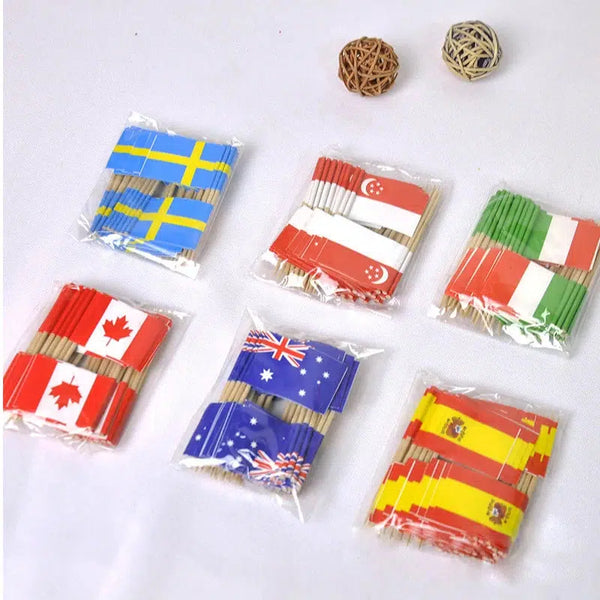 El Salvador Flag Toothpicks - Cupcake Toppers (100Pcs)
