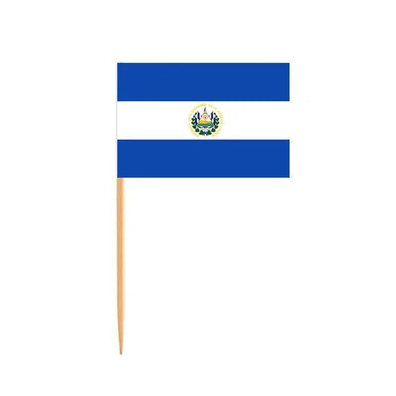 El Salvador Flag Toothpicks - Cupcake Toppers (100Pcs)