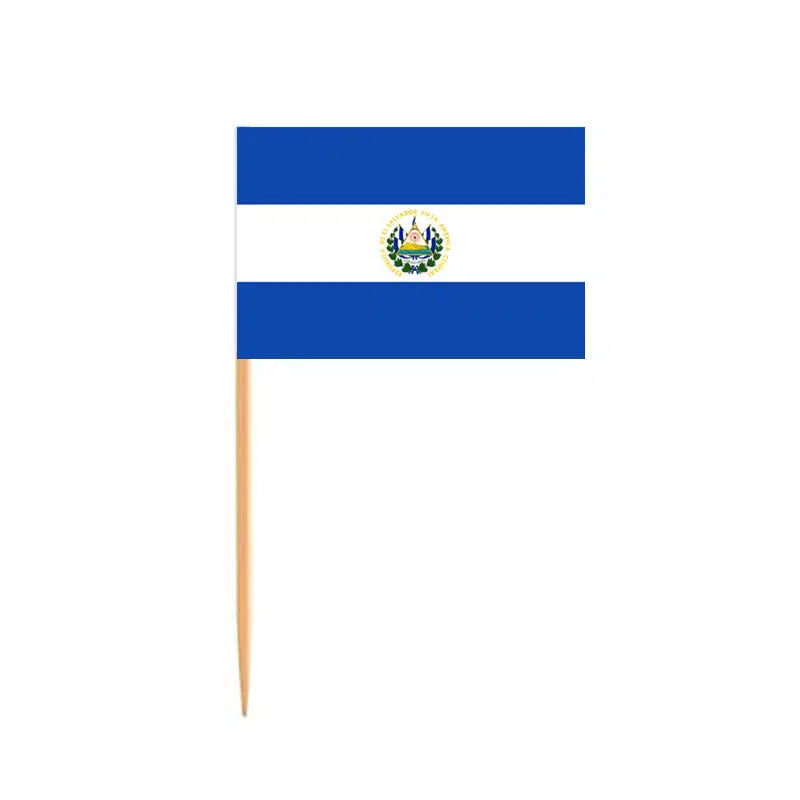 El Salvador Flag Toothpicks - Cupcake Toppers (100Pcs)