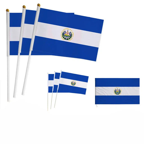 El Salvador Flag on Stick - Small Handheld Flag (50/100Pcs)