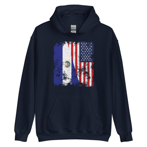 El Salvador USA Flag - Half American Hoodie