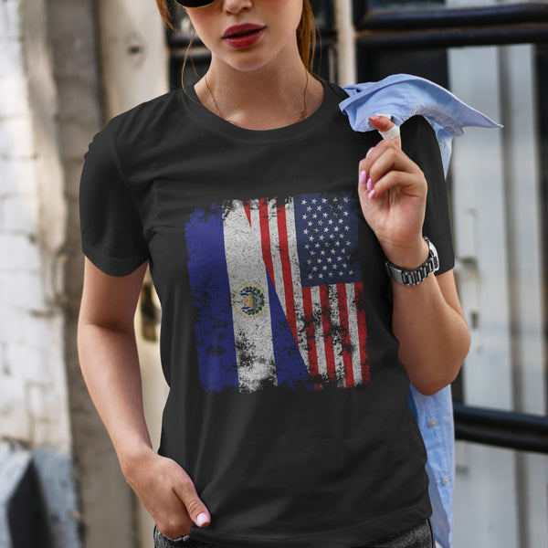 El Salvador USA Flag - Half American T-Shirt