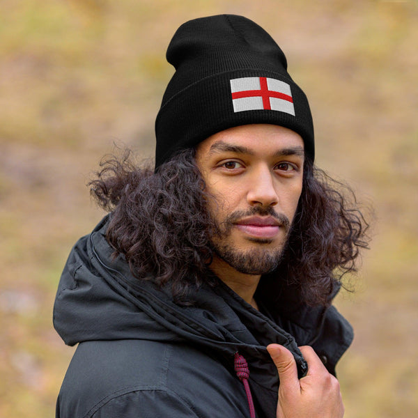 England Flag Beanie - Embroidered Winter Hat